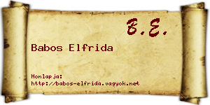 Babos Elfrida névjegykártya